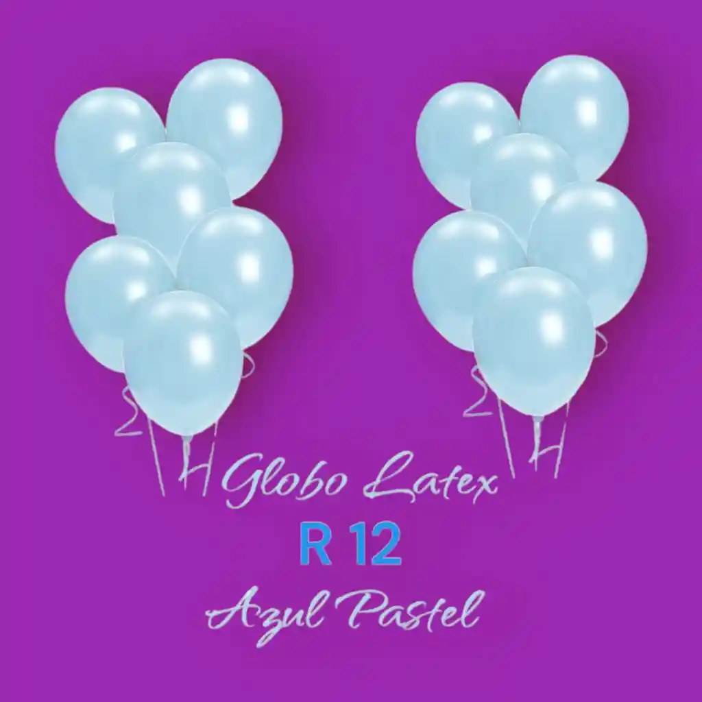 Paquete X 12 Globos R12 Azul Pastel