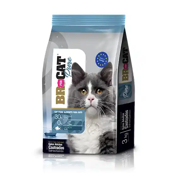 Alimento Seco Para Gato Br For Cat Pure Gato Castrado Salmon X 3 Kg