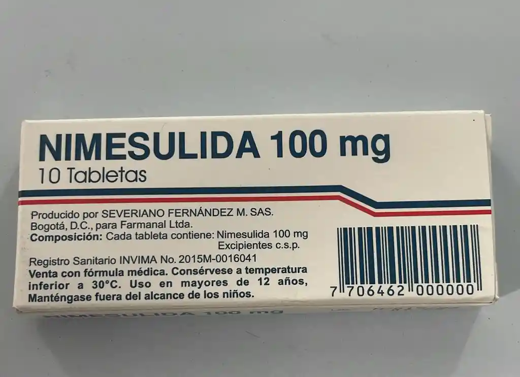 Nimesulida 100mg Por 10 Tabletas. Farmanal.