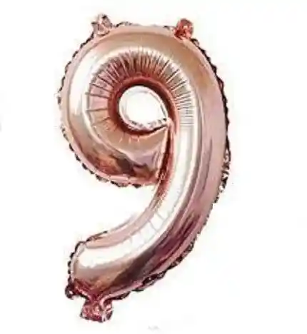 Numero 9 Inflable Metalizado Oro Rosa 16"-18" 43 Cm