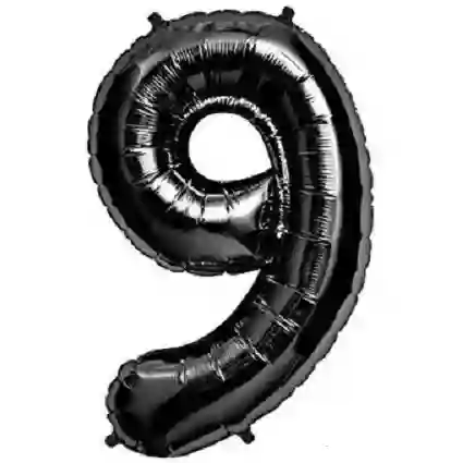 Numero 9 Inflable Metalizado Negro 16"-18" 43 Cm