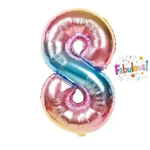 Numero 8 Inflable Metalizado Tornasol 18" 46 Cm