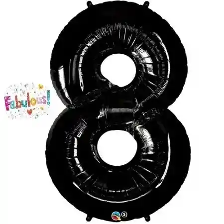 Numero 8 Inflable Metalizado Negro 32" 82 Cm