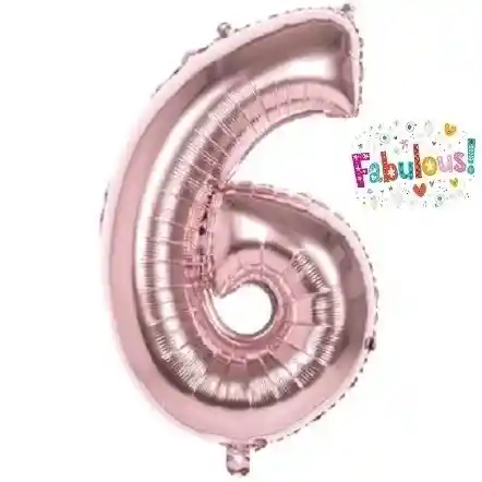 Numero 6 Inflable 32" 82 Cms Oro Rosa