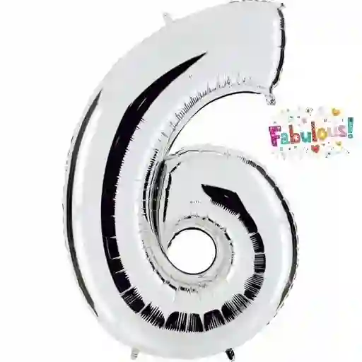 Numero 6 Inflable 16"-18" 43 Cms Plateado