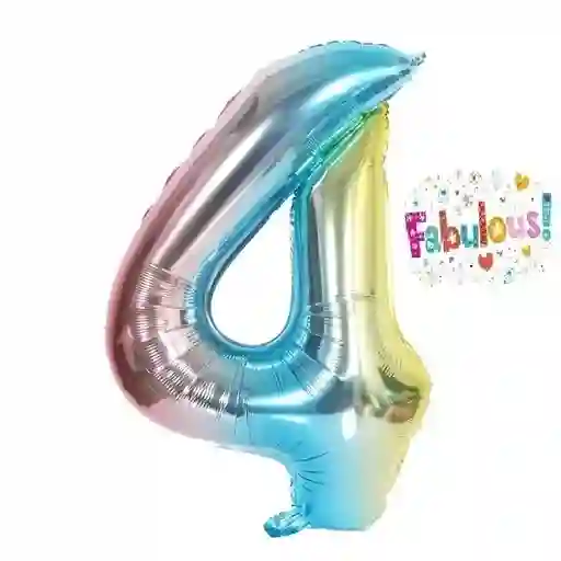 Numero 4 Inflable Metalizado Tornasol 18" 46 Cm