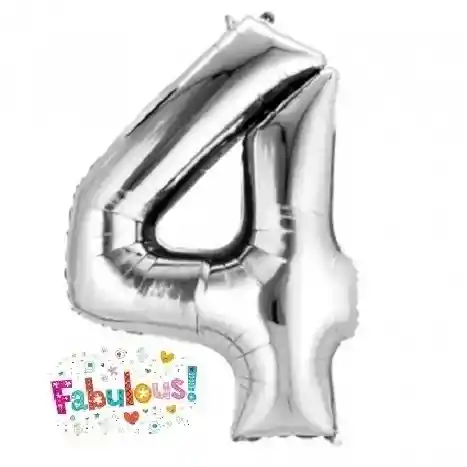 Numero 4 Inflable 32" 82 Cms Plateado