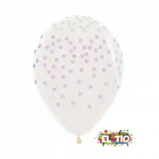 Bomba Globo Biodegradable De Latex Cristal Confetti Multicolor Pastel R12