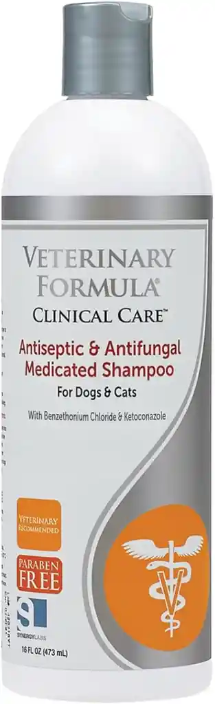 Veterinary Formula Clinical Care Champú Medicado Antiséptico Y Antifúngico Para Perros Y Gatos, 16 Onzas(shampoo)