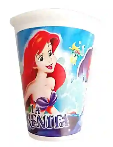 Vaso Desechable Plastico Niña Sirenita Ariel 6 Oz X 12