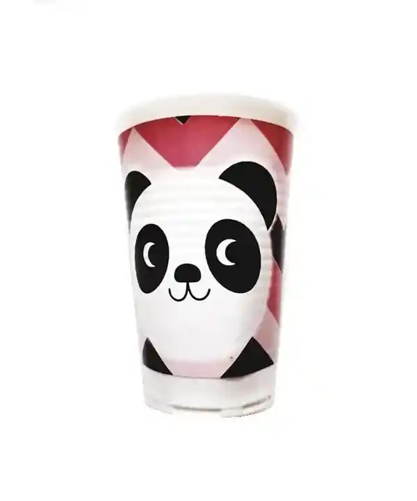 Vaso Desechable Plastico Niña Panda 6 Oz X 12