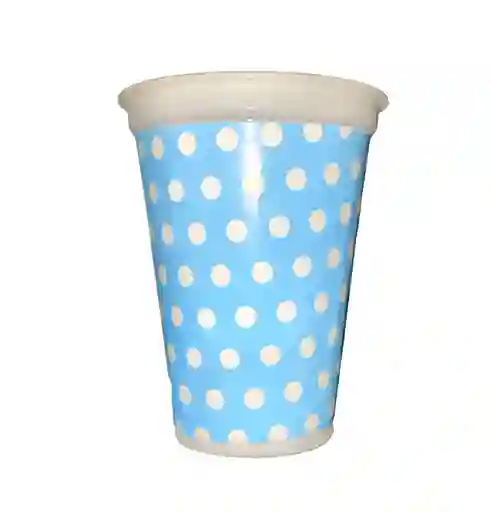 Vaso Desechable Plastico Azul Claro Puntos Blancos 6 Oz X 12