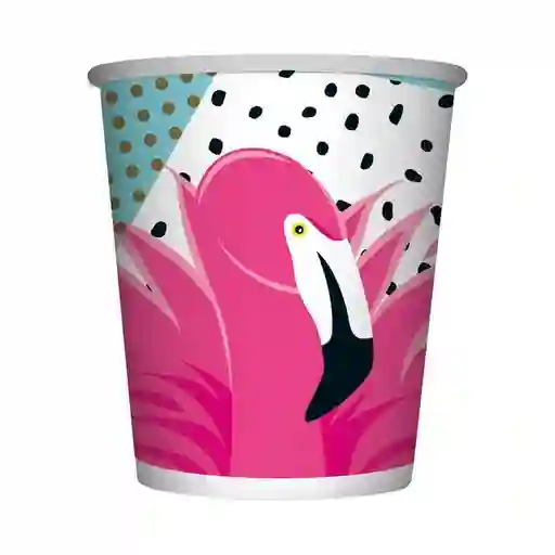 Vaso Desechable Flamingo De Carton 9 Oz X 8 Sempertex