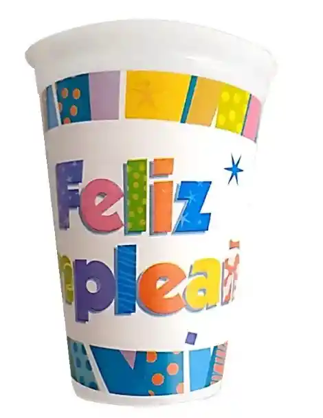 Vaso Desechable Feliz Cumpleaños 6 Oz X 12