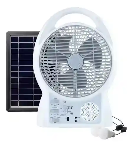 Kit Ventilador Solar Con Radio Bombillos Recargable