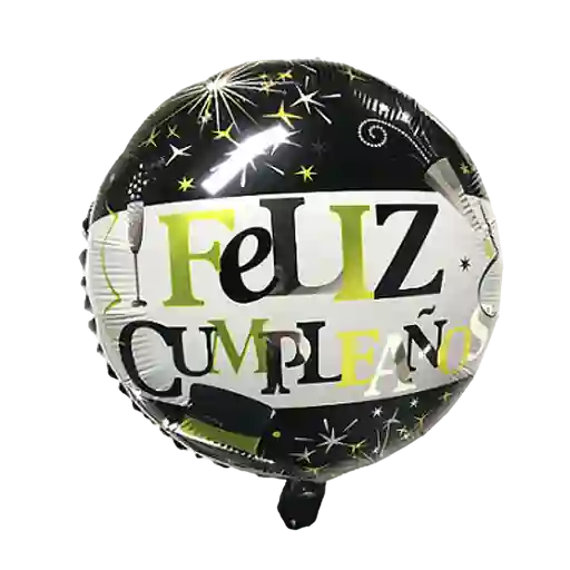 Globo Metalizado Feliz Cumpleaños Negro Con Dorado