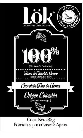 Lok Barra De Chooclate 100% Cacao 85gr