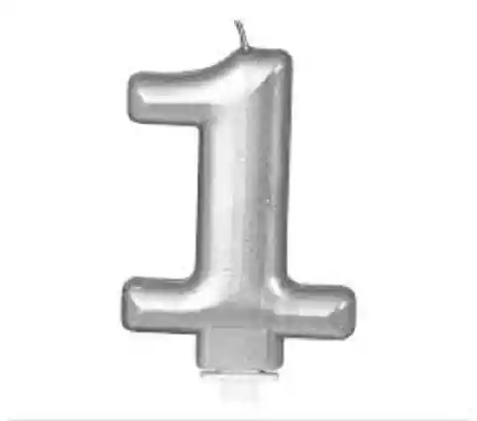 Vela Numero 1 Plateada Metalizada Sempertex