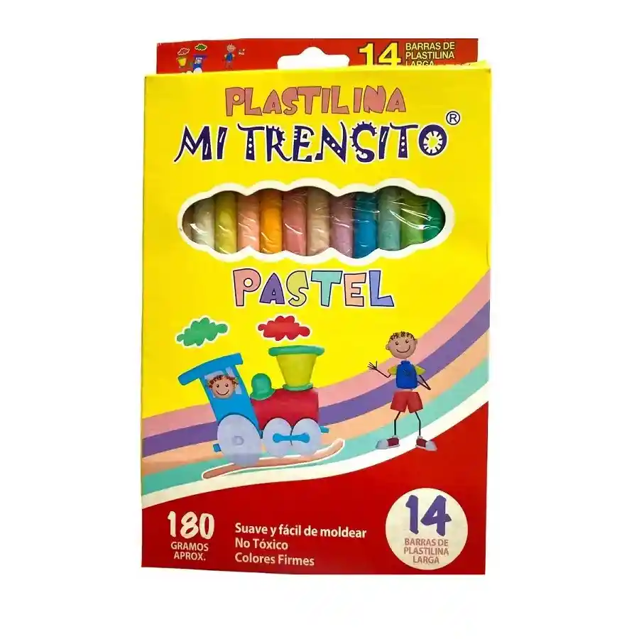 Plastilina Larga Pastel X 14 Barras 180 Gm Mi Trensito