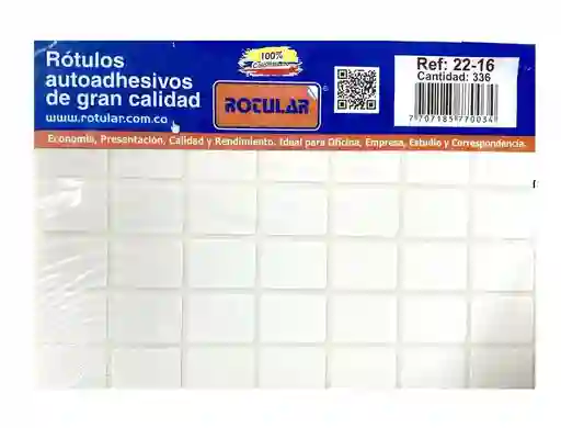 Rotulo Adhesivo Rectangular Blanco 22-16 X 336 Unidades