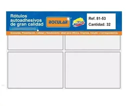 Rotulo Adhesivo Rectangular Blanco 81-53 X 32 Unidades