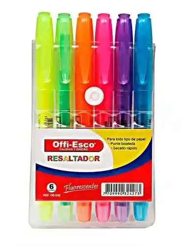 Resaltador Neon Offi Esco X 6 Colores Surtdos Oe-530