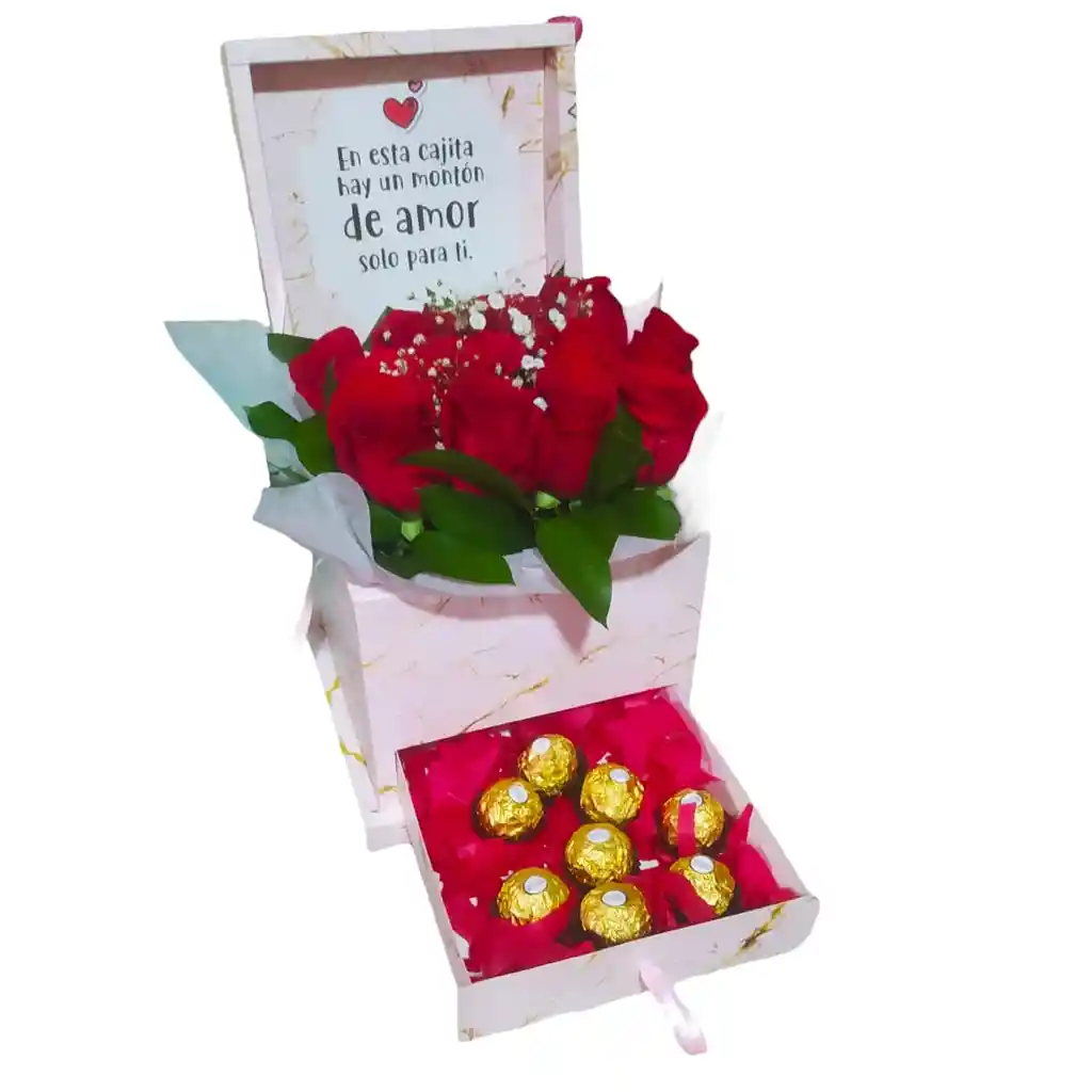 Caja De 12 Rosas Y 9 Chocolates