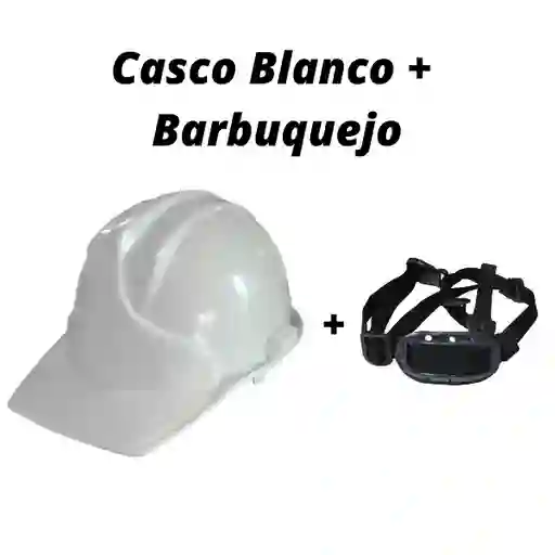 ¡¡¡ Super Combo !!! Casco Construccion Blanco Con Norma Dielectrico + Barbuquejo