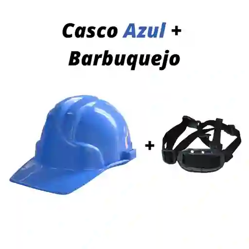 ¡¡¡ Super Combo !!! Casco Construccion Azul Con Norma Dielectrico + Barbuquejo
