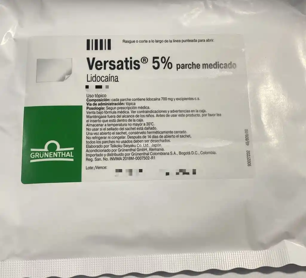 Versatis 5% Por 1 Parche Medicado.