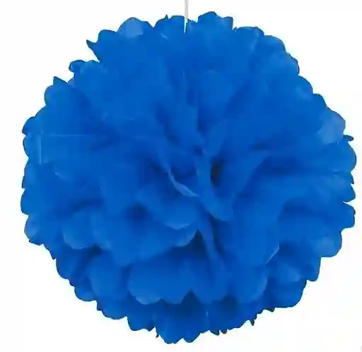 Pompon De Papel Seda Para Fiesta 33 Cm Azul Rey Navidad