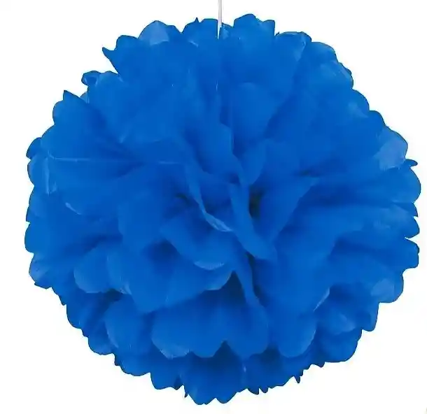 Pompon De Papel Seda Para Fiesta 33 Cm Azul Rey Navidad