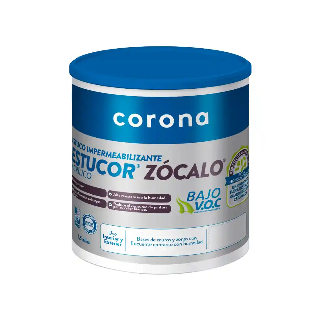 Estuco Impermeabilizante Zocalo 1/4 Gl Corona