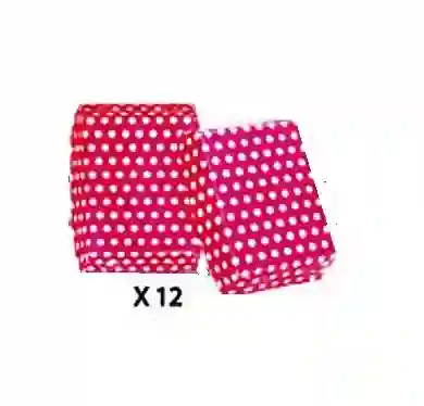 Plato / Pudinera Para Torta Fucsia Puntos Blancos X 12