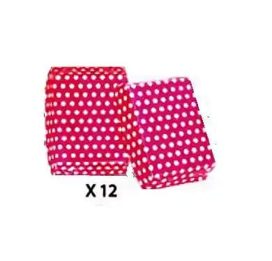 Plato / Pudinera Para Torta Fucsia Puntos Blancos X 12