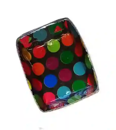 Plato Para Torta / Pudin Negro Puntos De Colores X 12 Unidades