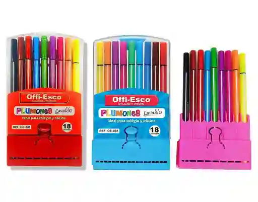 Plumones Lavables Offi-esco X 18 Unidades Oe-081