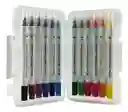 Plumones Punta Pincel Lettering X 12 Unidades Doble Punta Colores Surtidos Offi Esco Oe-096