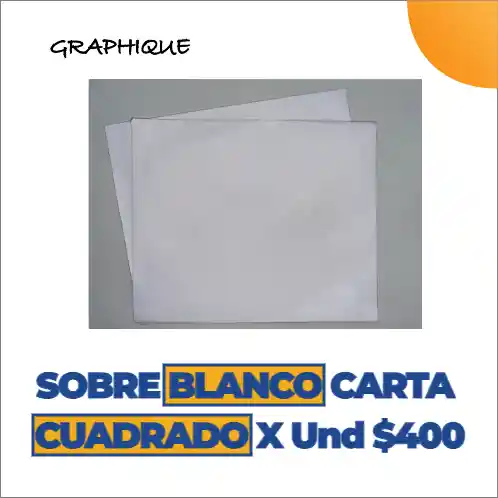 Sobre Blanco Carta Cuadrado X Und