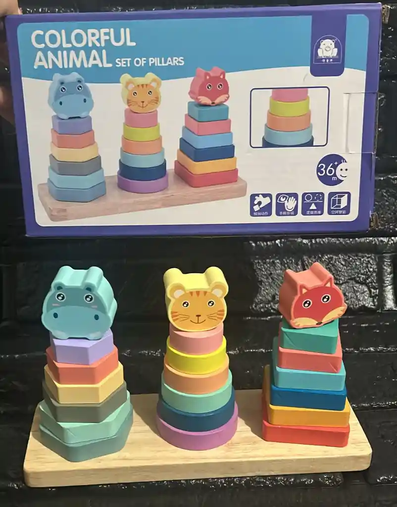 Juego Didactido Madera Piramide Animales