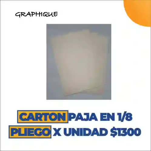 Cartón Paja En 1/8 Pliego X Unidad