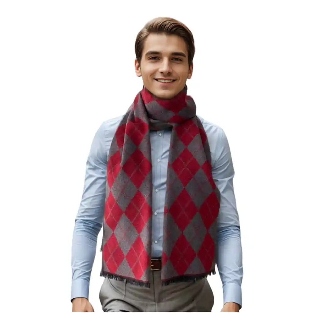 Bufanda Pashmina Chal Hombre Rombos Ideal Para Regalo