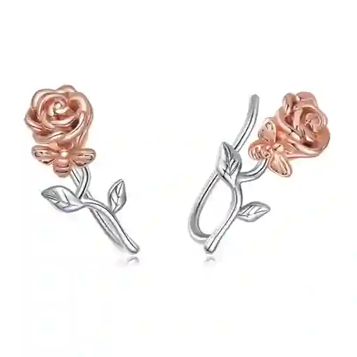 Aretes Topos Flor Rosa Abeja Mujer Fabricados En Plata 925