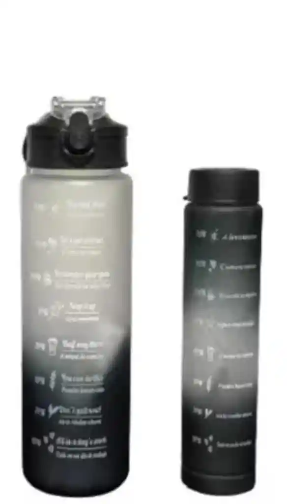 Kit Motivacional De 2 Botellas Color Negro/blanco De 900 Y 300 Ml