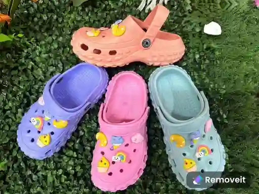 Zapato Tipo Crocs Talla 24 Sandalia Zueco Transpirables De Secado Rápido, Con Bonitos Adornos Para Niña