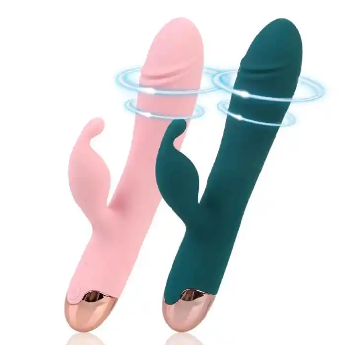 Vibrador Doble Estimulacion De Lujo Con Rotacion 360° 10 Modo De Vibracion (recargable) + Lubricante Intimo Neutro X 30 Ml Sex Love + Limpiador De Juguetes Elixir Neutro 29 Ml