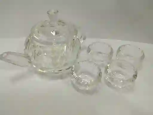 Juego De Cristal Tetera+ 4 Vasos