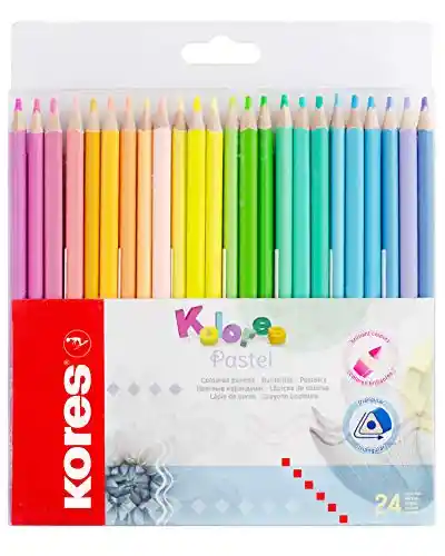 Caja De Colores Kores En Tonos Pastel X24 Unidades Punta Sencilla