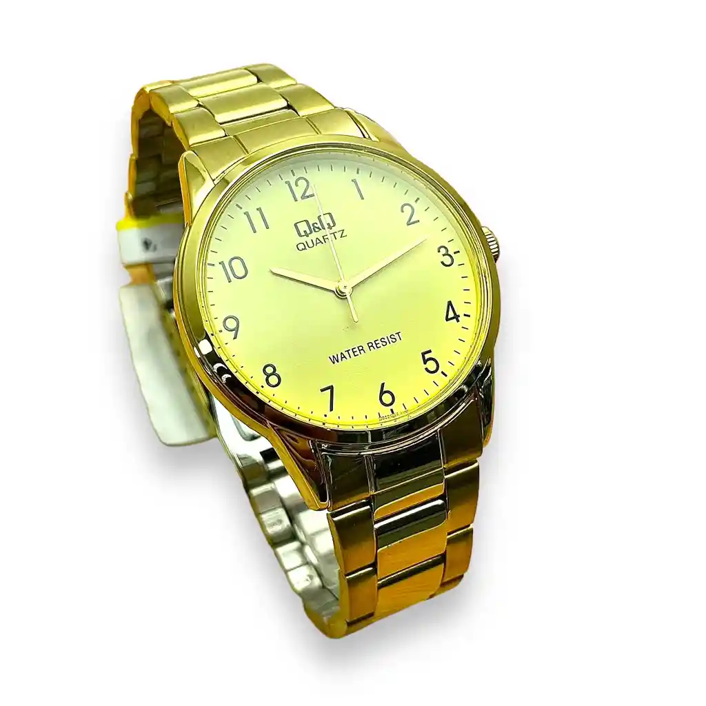 Reloj Qq Para Hombre Dorado Con Numeros