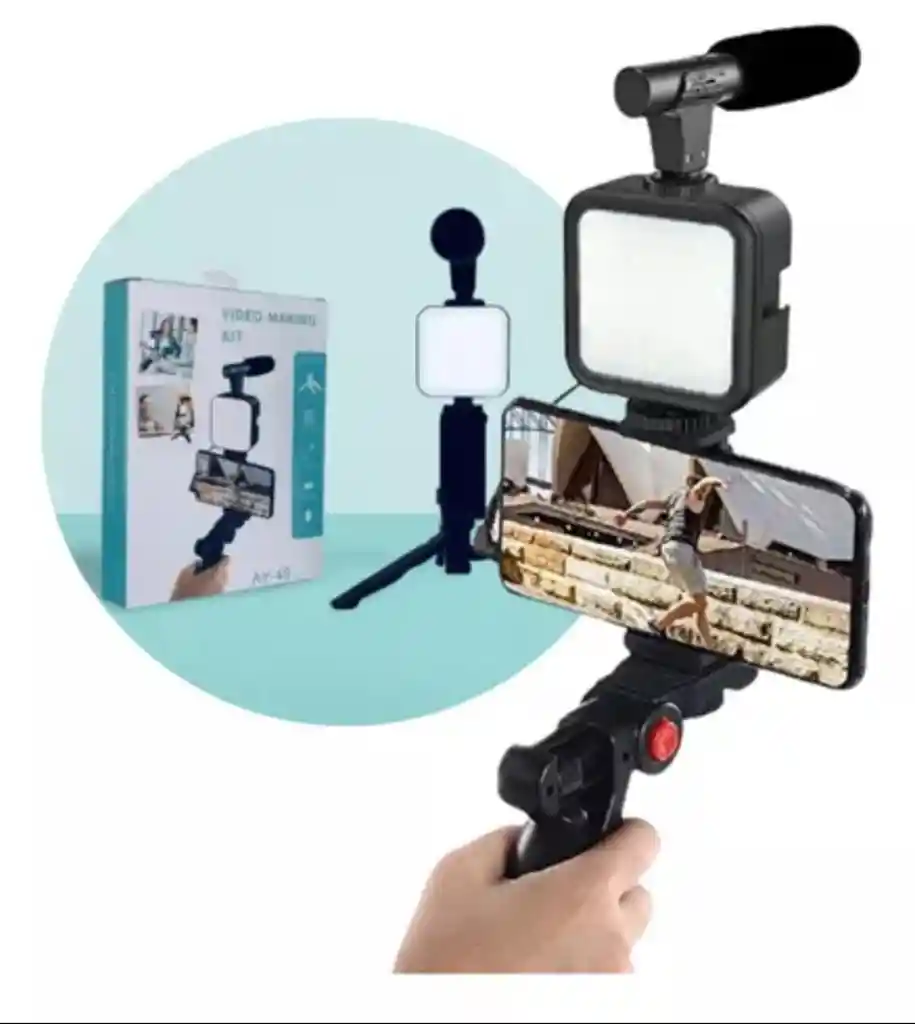 Estabilizador Celular C/ Luz Y Micrófono Bluetooth Calidad Color Negro